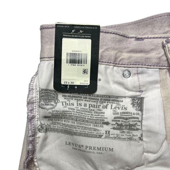 Levis Premium Womens 501 90s Denim Jeans 25 Purple Mid Rise Straight Loose New - Picture 12 of 15